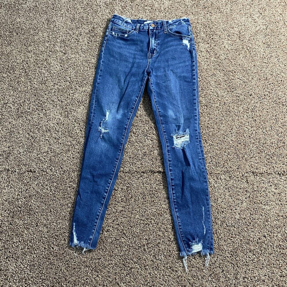 Vervet‎ Jeans Womens 29 Distressed Mid Rise Skinny Raw Hem AV2713 Denim Pants
